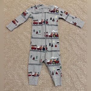 Hanna Andersson Gray Train Print Kids Pajamas